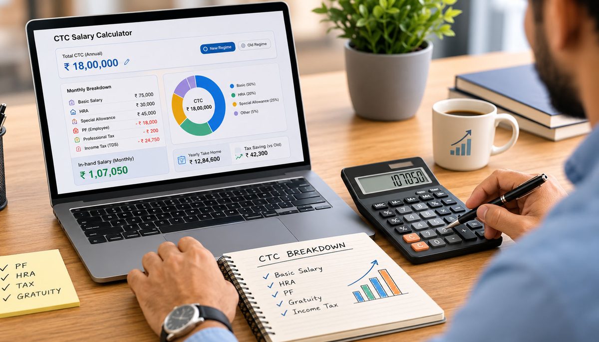 Salary metrics dashboard on screen