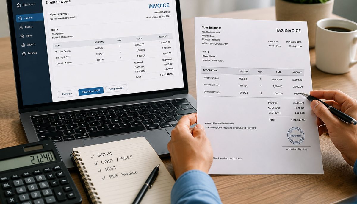 Signing a business invoice document